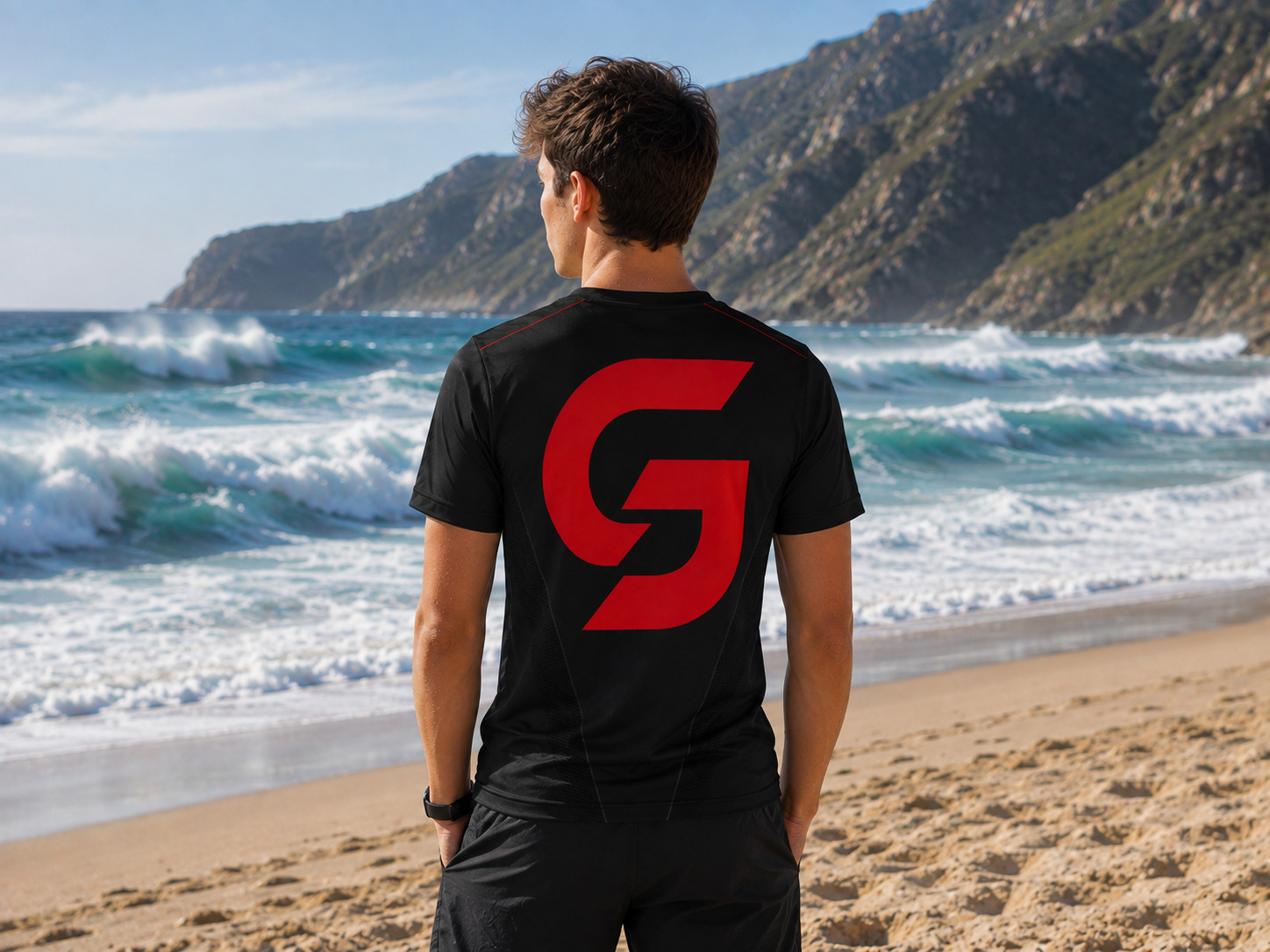 Camiseta Gosanju puesta, chico, vista trasera